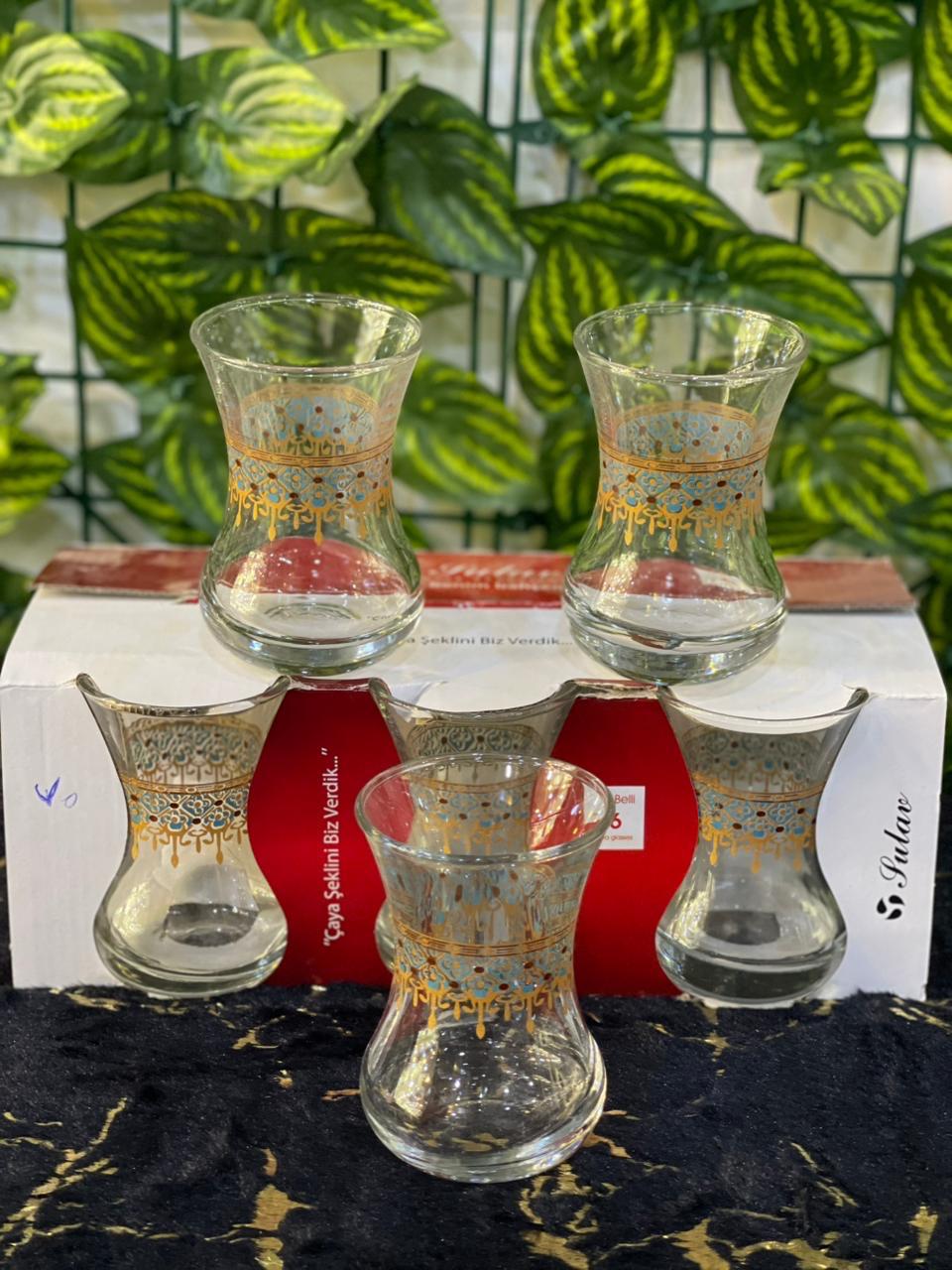 أكواب شاي أسكودار بنقشة شبكية ذهبية